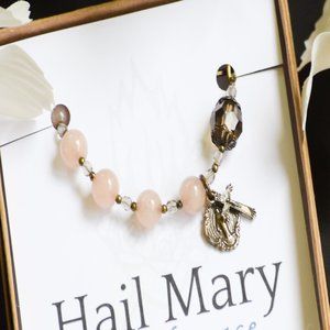 Rosary Bracelet in Caffe Latte with Swarovski Our Father